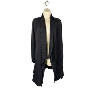 White House Black Market Cardigan Sweater Women Small Black Cotton Cashmere Wool